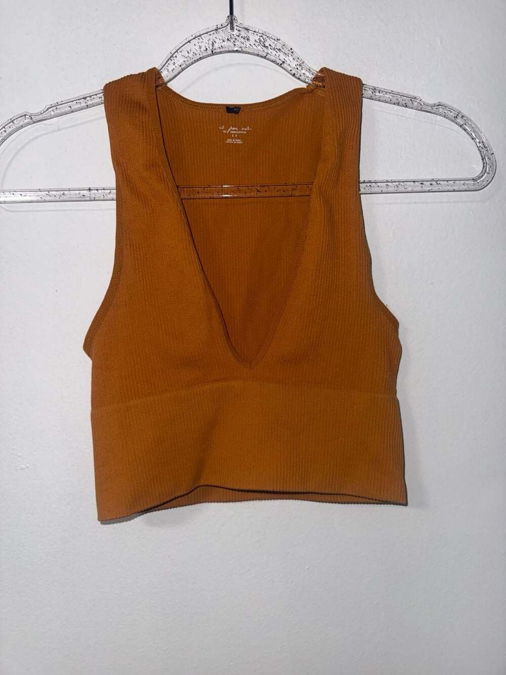 Out From Under Crop Top Size S Orange Ribbed